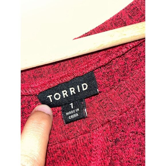 Torrid Red Textured Knit Crew Neck Long Sleeve Pullover Sweater Women's Size 1x - Picture 4 of 9